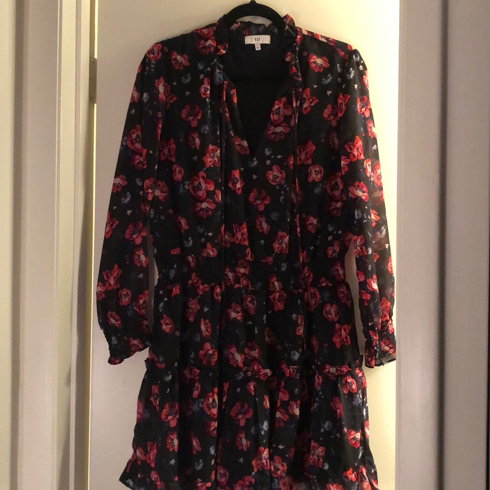 NSR Floral Ruffle Trim Smocked Dress